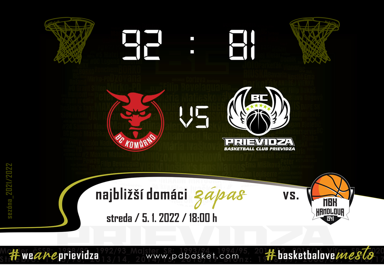 BC Komárno - BC Prievidza 92:81