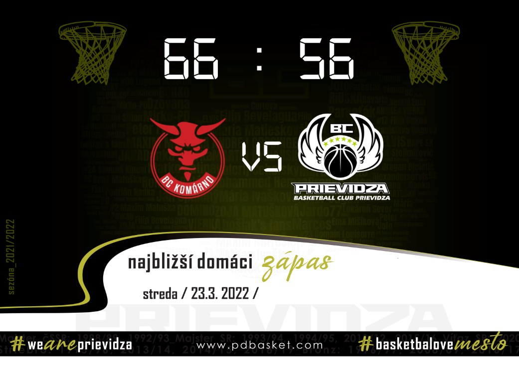 Ukončenie základnej časti (BC Komárno - BC Prievidza 66:56)