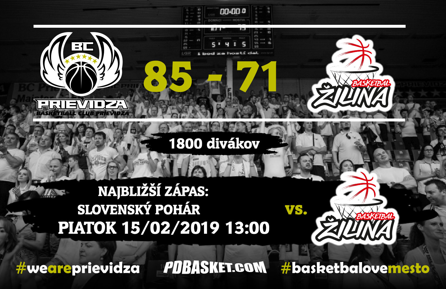 BC Prievidza – PP & TV RAJ Žilina 85:71