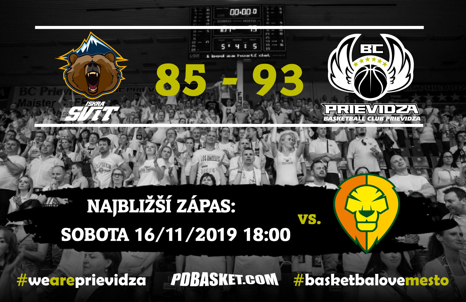 Iskra Svit - BC Prievidza 85:93 (24:25, 19:23, 20:28, 23:17)