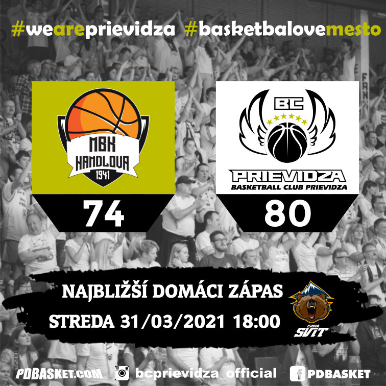 MBK Baník Handlová - BC Prievidza 74:80